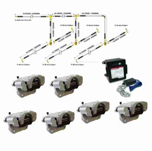 Tri Axle Hydraulic Brake Line Kit |Hydraulic Calipers|Electric Brakeaway Kit